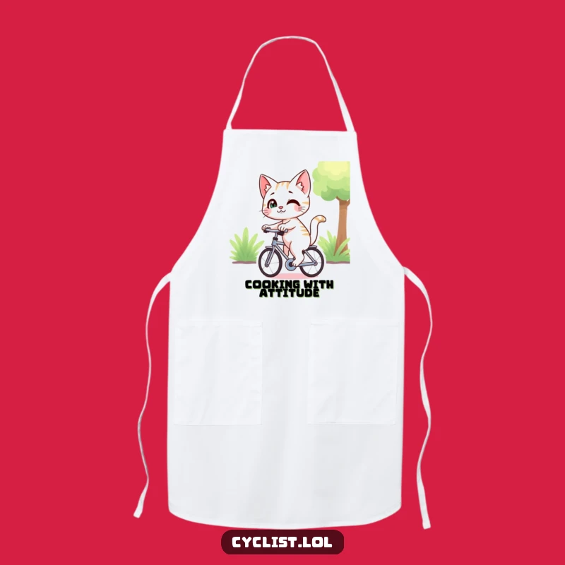 Funny Smirking Cat Chef Apron - Playful Feline Kitchen Wear