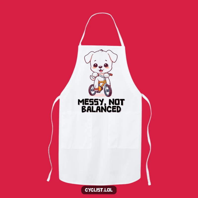 Funny Puppy Bike Chef Apron - Hilarious Cartoon Kitchen Wear