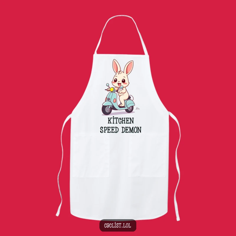 Funny Rabbit Scooter Apron - Cheerful Cook, Grinning Chef, Perfect Funny Gift!
