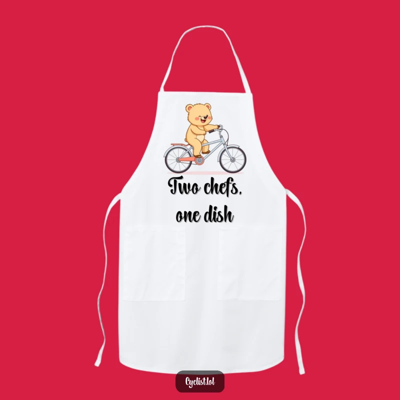 Funny Bear Tandem Apron - Determined Chef, Tiny Bike Kitchen, Perfect Funny Gift!