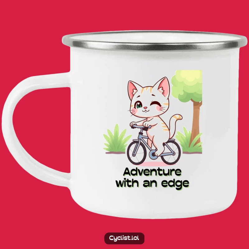 Funny Smirking Cat Camp Mug - Durable and Playful Outdoor Drinkware