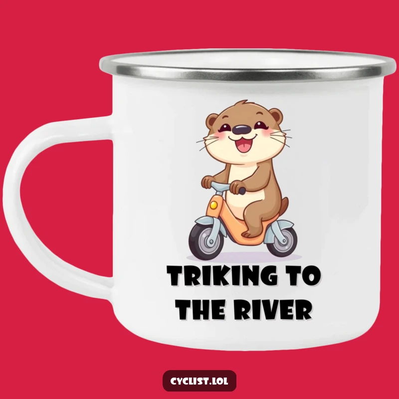 Funny Otter Tricycle Camping Mug - Curious Trails, Joyful Sips, Perfect Funny Gift!