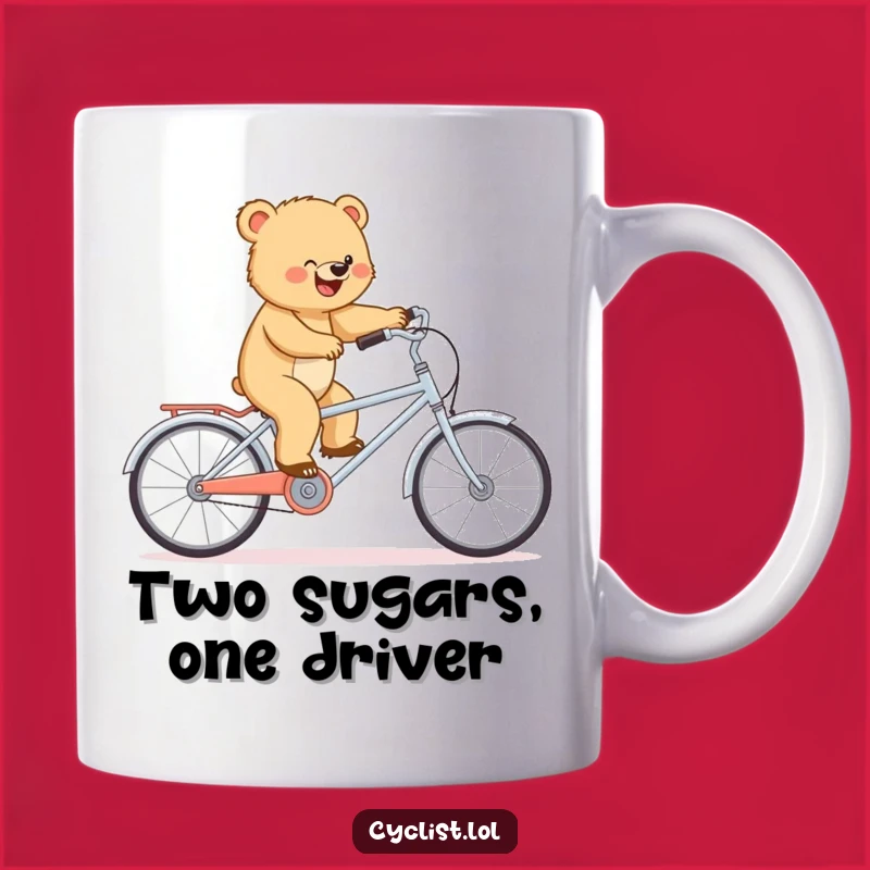 Funny Bear Tandem Mug - Determined Cub, Tiny Bike, Perfect Funny Gift!