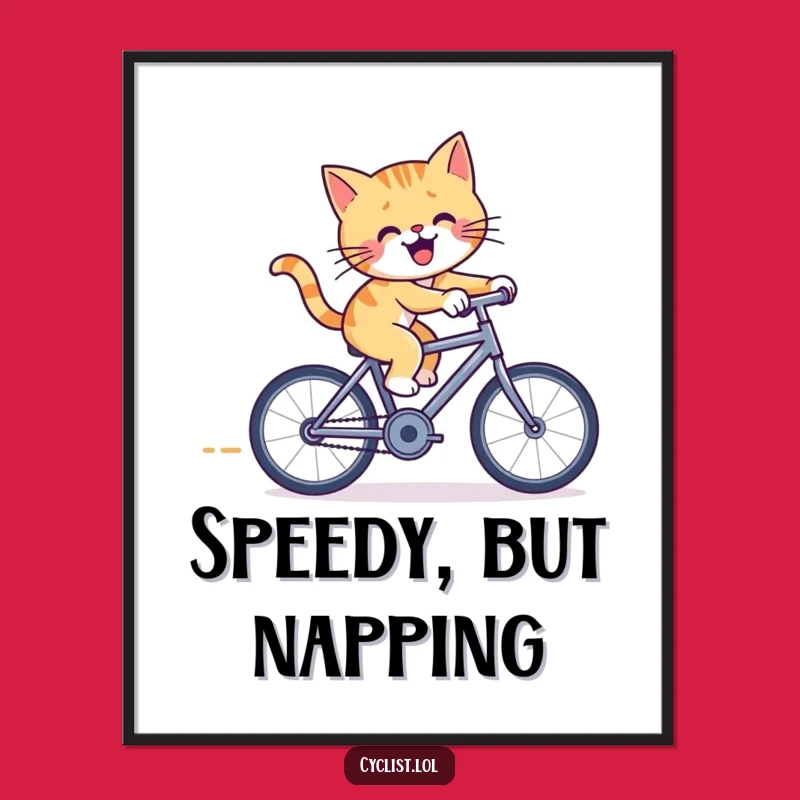Funny Cat Bicycle Digital Art Print: Furious Feline for Instant Playful Decor
