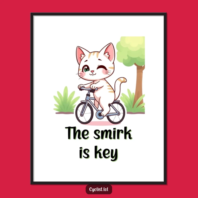 Funny Smirking Cat Digital Print - Cheeky Cartoon Wall Art