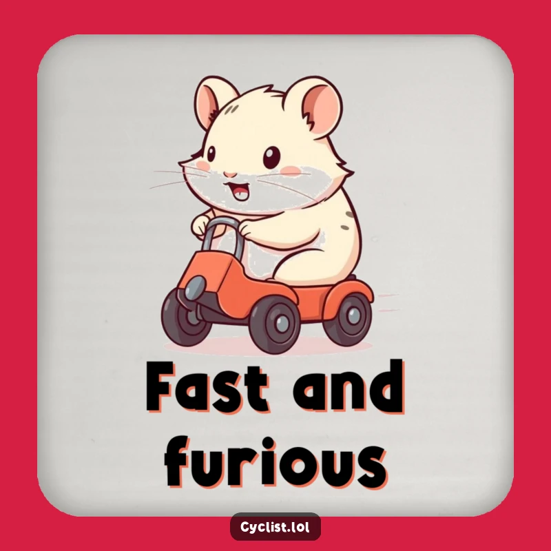 Funny Hamster Speedster Coaster: Protect Surfaces with Hilarious Rodent Style!