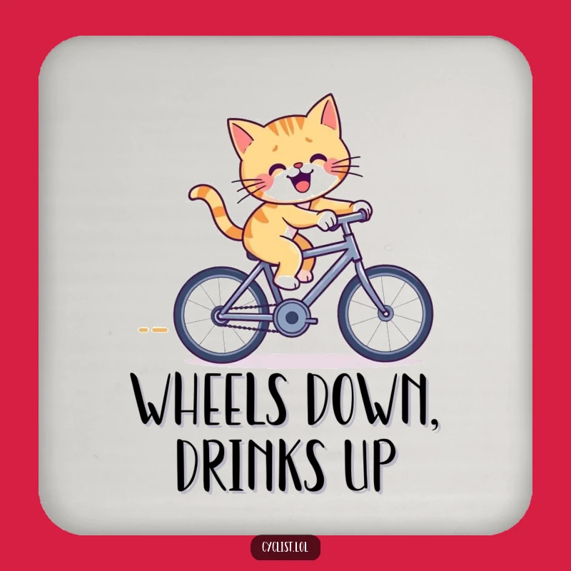 Funny Cat Bicycle Drink Coasters: Furious Feline Set for Playful Table Protection