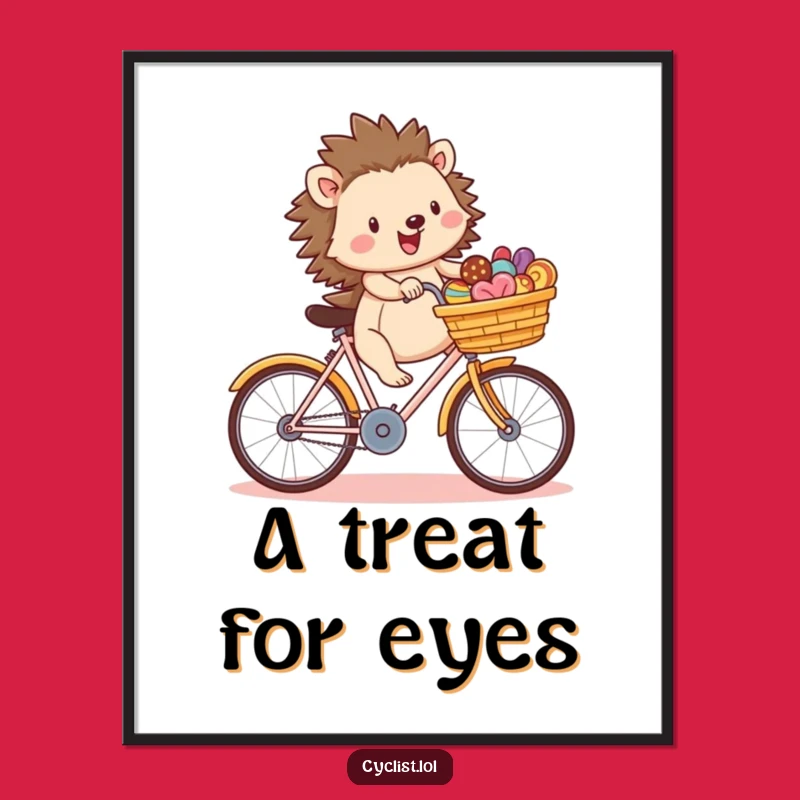 Funny Hedgehog Treat Ride Poster - Whimsical Cartoon Wall Art