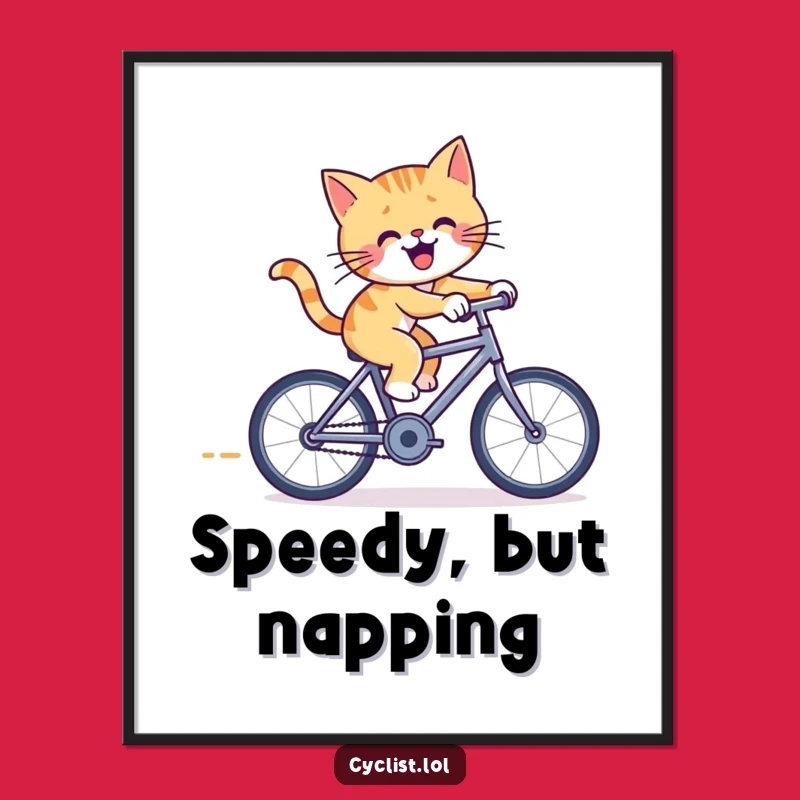 Funny Cat Bicycle Poster: Furious Feline Art for a Playful & Energetic Wall Accent