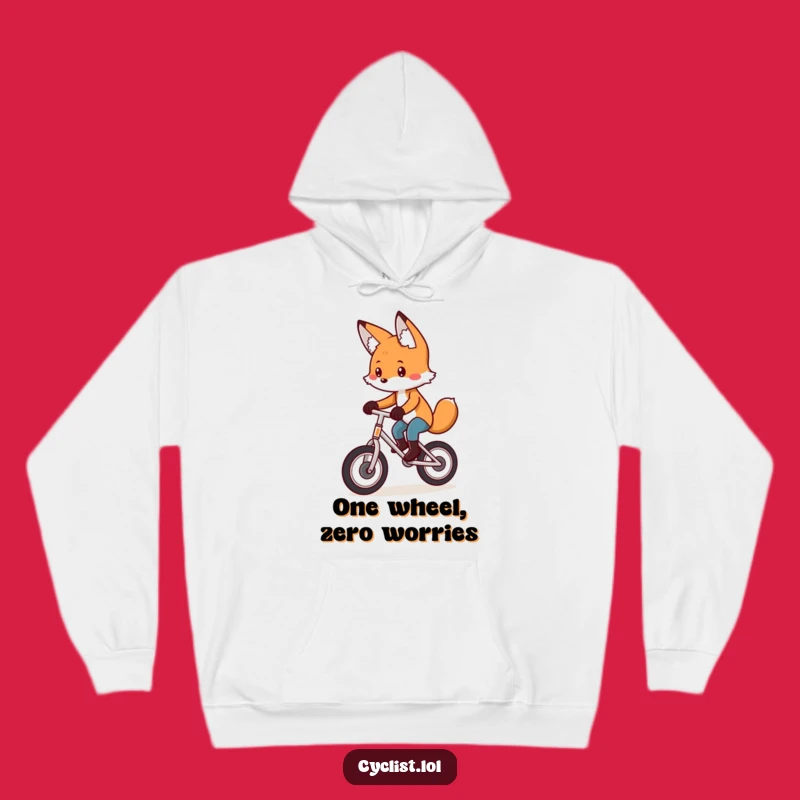 Funny Fox Unicycle Hoodie - Cozy Concentration, Playful Warmth, Perfect Funny Gift!