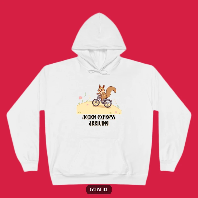 Funny Happy Squirrel Hoodie: Cozy Bicycle Design for Adventurous Wearers