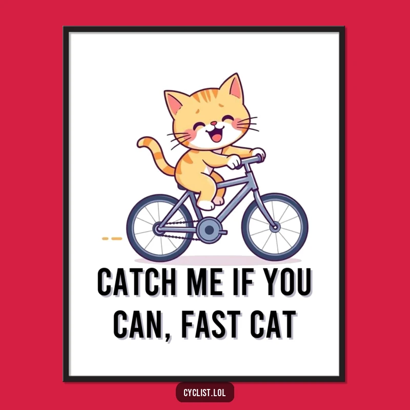 Free Printable Cat Wall Art: Furious Pedaling Fun, Downloadable Decor!