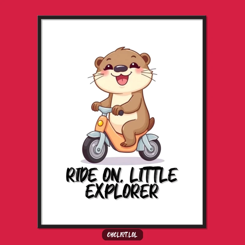 Funny Free Printable Wall Art: Joyful Otter on Tricycle, Whimsical Downloadable Decor