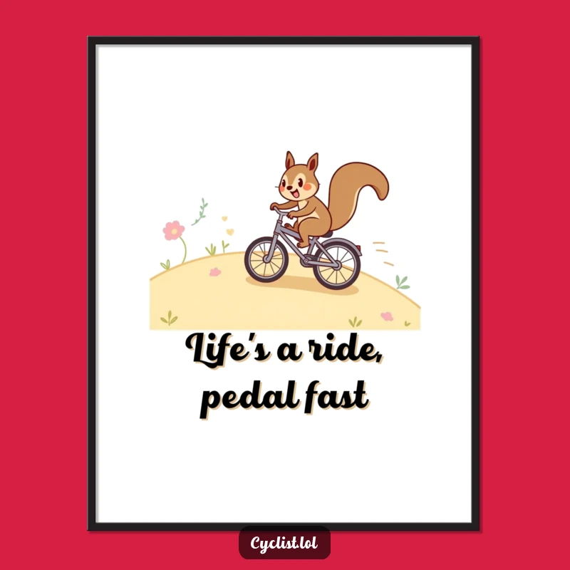 Funny Free Printable Wall Art: Squirrel on Bike Adventure - Downloadable Decor