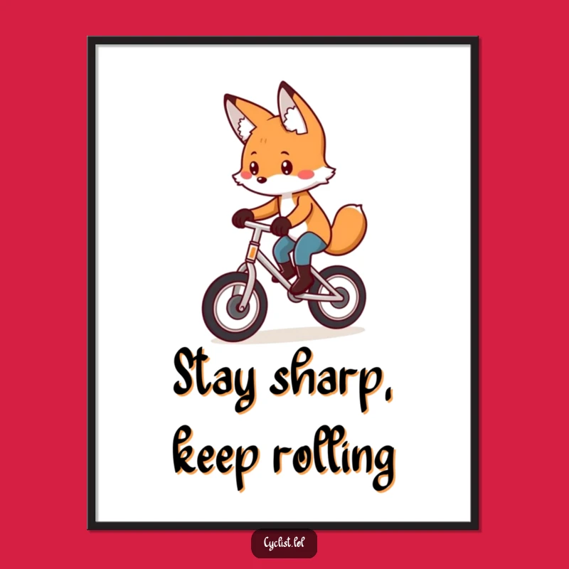 Funny Free Printable Wall Art: Focused Fox on Unicycle, Whimsical Downloadable Decor