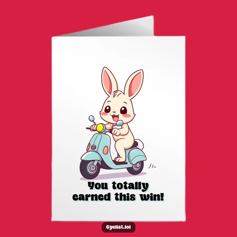 Free Printable Congrats Card: Funny Rabbit Scooter Rider, Instant Downloadable Laugh