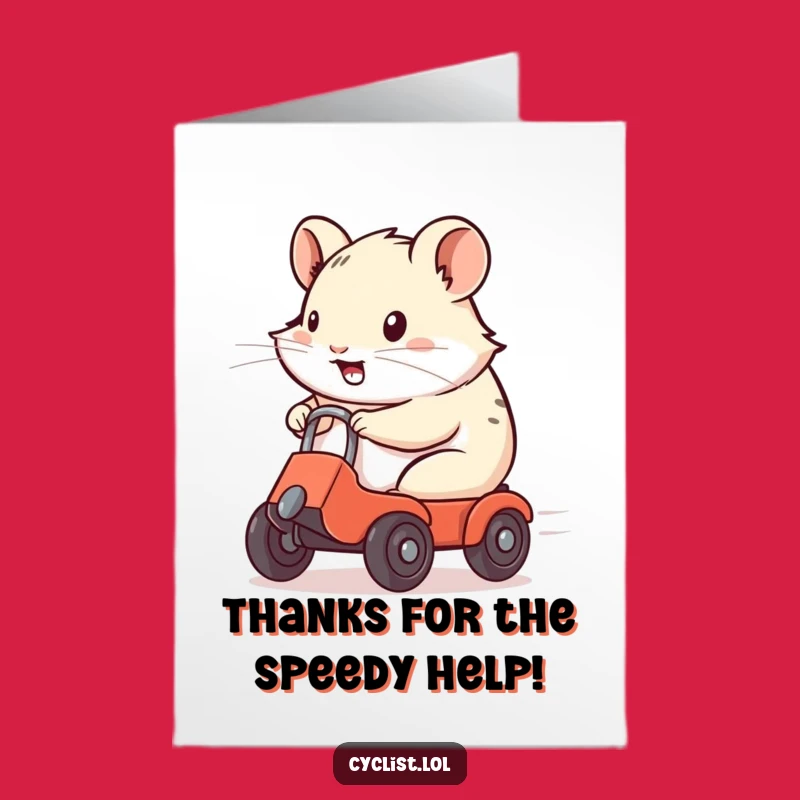 Free Printable Hamster Thank You Card: Zooming Gratitude Downloadable Gift