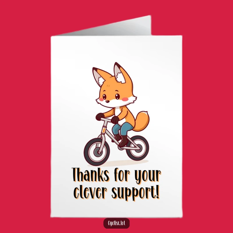 Free Printable Thank You Card: Focused Fox Unicyclist, Amusing Downloadable Gift