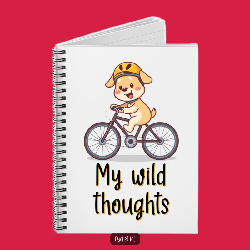 Funny Dog Bicycle Notebook: Helmeted Rider Cover for Adventurous Notes & Ideas