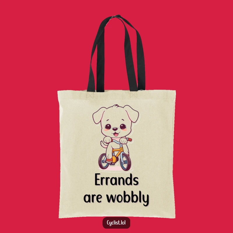 Funny Puppy Bike Adventure Tote Bag - Hilarious Cartoon Pup Accessory