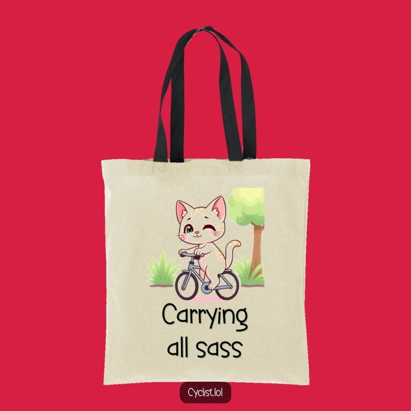 Funny Smirk Cat Bike Tote - Playful Feline Accessory
